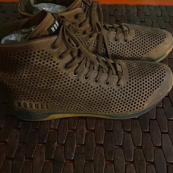 NOBULL High Top Brown Coffee Perforated LeatherTrainer Sneaker Shoes Men’s US 13 The High-Top Coffee Leather Trainer has already started to  main image 3